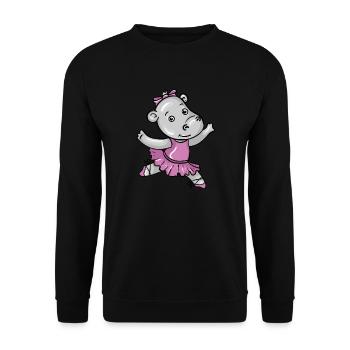 Ballerina Hippo Merch - Unisex Pullover - Schwarz - Vorne - Alina (178cm) & Michal (187cm)