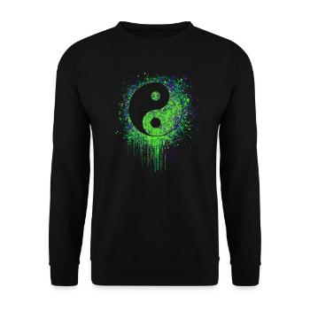 zen yin yang tribal tattoo asia chine japon - Sweat-shirt Unisexe - noir - Devant - Alina (178cm) & Michal (187cm)