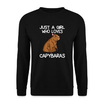 Nur ein Mädchen, das Capybaras liebt - Unisex Pullover - Schwarz - Vorne - Alina (178cm) & Michal (187cm)