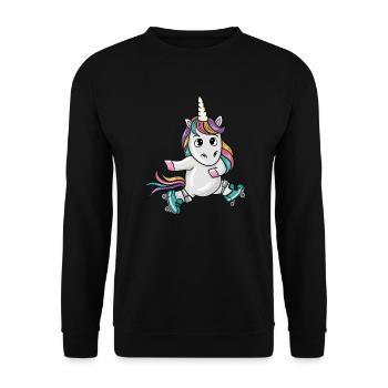 Patineur de licorne - Sweat-shirt Unisexe - noir - Devant - Alina (178cm) & Michal (187cm)