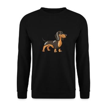 Chien teckel - Sweat-shirt Unisexe - noir - Devant - Alina (178cm) & Michal (187cm)