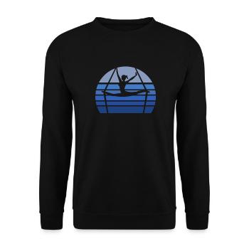 Aerial Yoga Blue Retro - Unisex Pullover - Schwarz - Vorne - Alina (178cm) & Michal (187cm)