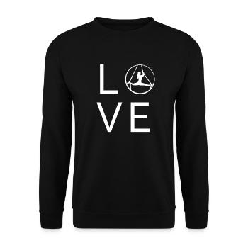 Aerial Yoga LIEBE - Unisex Pullover - Schwarz - Vorne - Alina (178cm) & Michal (187cm)