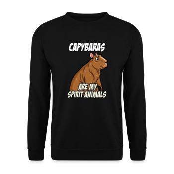 Capybaras sind meine Geistertiere - Unisex Pullover - Schwarz - Vorne - Alina (178cm) & Michal (187cm)