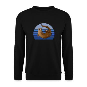 Otter Blue Retro - Sweat-shirt Unisexe - noir - Devant - Alina (178cm) & Michal (187cm)