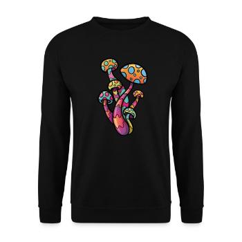Psychedelischer Pilz - Unisex Pullover - Schwarz - Vorne - Alina (178cm) & Michal (187cm)