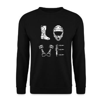 Motocross Dirtbike Dirt Bike Cross Fahrer Braap - Unisex Pullover - Schwarz - Vorne - Alina (178cm) & Michal (187cm)