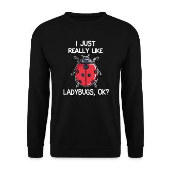 J’aime vraiment les coccinelles - Sweat-shirt Unisexe - noir - Devant - Alina (178cm) & Michal (187cm)
