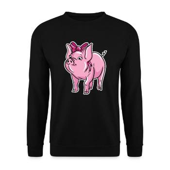 Illustration de cochon mignon - Sweat-shirt Unisexe - noir - Devant - Alina (178cm) & Michal (187cm)