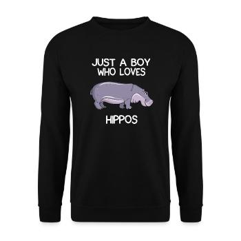 Just A Boy Who Loves Hippos - Unisex Sweatshirt - black - Front - Alina (178cm) & Michal (187cm)