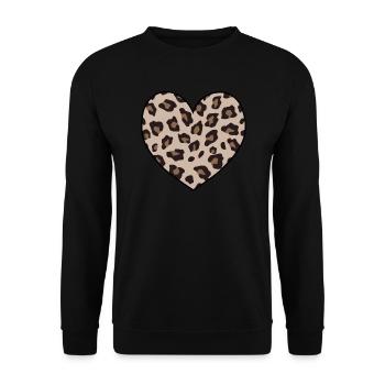 Leopard Print Heart Shape Animal Cheetah Print - Unisex Sweatshirt - black - Front - Alina (178cm) & Michal (187cm)