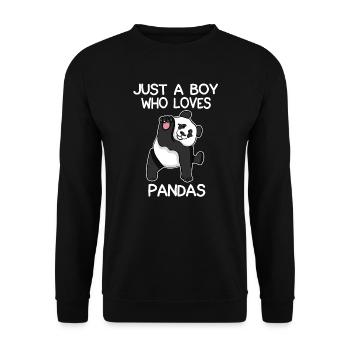 Nur ein Junge, der Pandas liebt - Unisex Pullover - Schwarz - Vorne - Alina (178cm) & Michal (187cm)