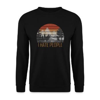 I Hate People I Love Camping Vintage - Unisex Sweatshirt - black - Front - Alina (178cm) & Michal (187cm)