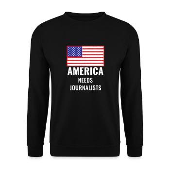 Amerika Braucht Journalisten Shirt Redefreiheit - Unisex Pullover - Schwarz - Vorne - Alina (178cm) & Michal (187cm)