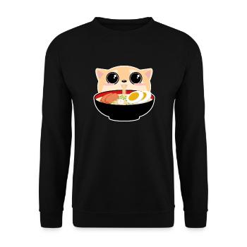 Shibu Ramen Kitsune Anime Kawaii Japan Tee - Unisex Pullover - Schwarz - Vorne - Alina (178cm) & Michal (187cm)