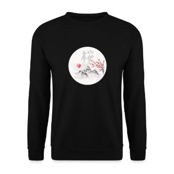 Japanese cherry blossom tree sakura - Unisex Sweatshirt - black - Front - Alina (178cm) & Michal (187cm)