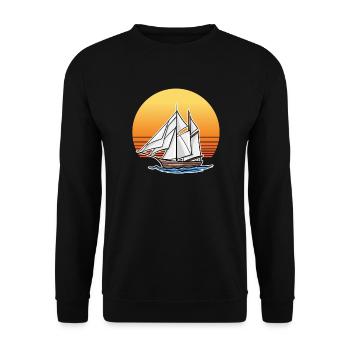Retro Boat - Unisex Sweatshirt - black - Front - Alina (178cm) & Michal (187cm)