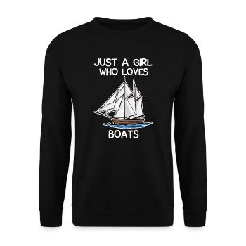 Just A Girl Who Loves Boats - Unisex Pullover - Schwarz - Vorne - Alina (178cm) & Michal (187cm)