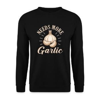 Garlic Vampire Fun Pun Needs More - Unisex Sweatshirt - black - Front - Alina (178cm) & Michal (187cm)