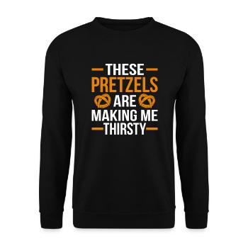 Le bretzel me rend assoiffé boulangerie Bretzel - Sweat-shirt Unisexe - noir - Devant - Alina (178cm) & Michal (187cm)