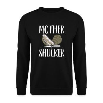 Mother Shucker Funny Oyster Word Game Oyster - Unisex Sweatshirt - black - Front - Alina (178cm) & Michal (187cm)