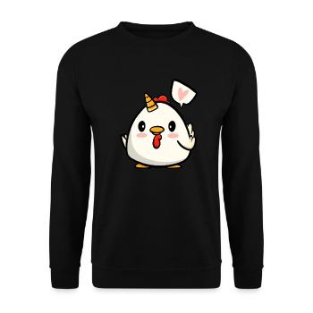 Huhn Einhorn - Unisex Pullover - Schwarz - Vorne - Alina (178cm) & Michal (187cm)