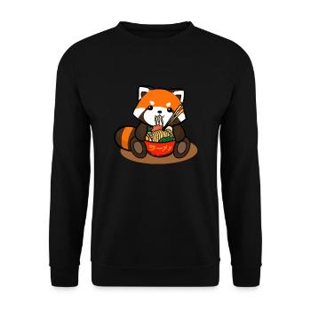 Red Panda Eating Ramen Noodles - Unisex Sweatshirt - black - Front - Alina (178cm) & Michal (187cm)