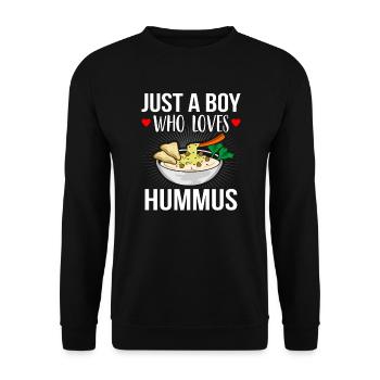 Just A Boy, The Hummus Funny Hummus Word Game - Unisex Sweatshirt - black - Front - Alina (178cm) & Michal (187cm)