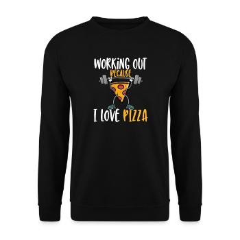 Fitness Drôle de travail parce que j’aime pizza - Sweat-shirt Unisexe - noir - Devant - Alina (178cm) & Michal (187cm)