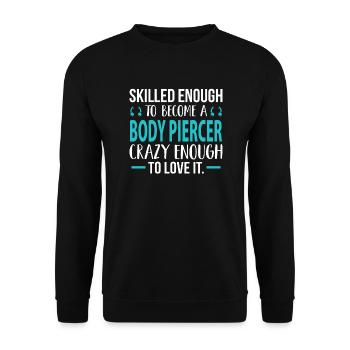 Cleverly For Body Piercers Love It Fun Pun - Unisex Sweatshirt - black - Front - Alina (178cm) & Michal (187cm)