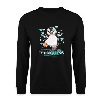 I Just Really Like Penguins - Unisex Sweatshirt - black - Front - Alina (178cm) & Michal (187cm)