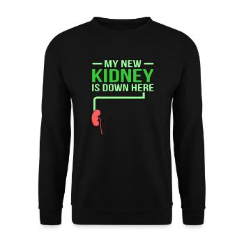 Die Niere Ist Hier Unten - Unisex Pullover - Schwarz - Vorne - Alina (178cm) & Michal (187cm)