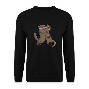 Otters Hugging - Unisex Sweatshirt - black - Front - Alina (178cm) & Michal (187cm)