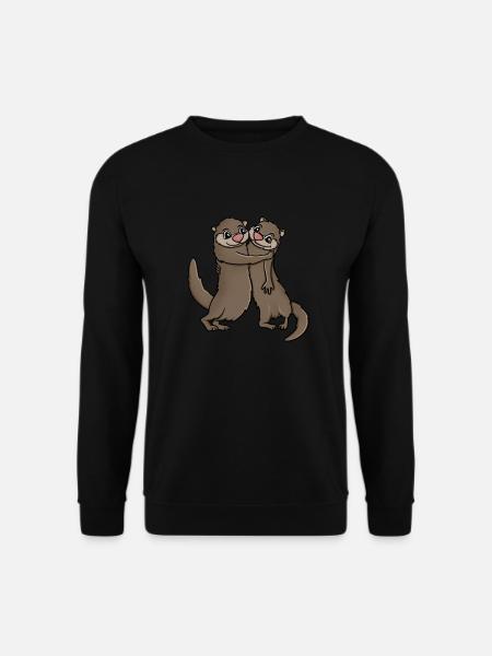 Otters Hugging - Unisex Sweatshirt - black