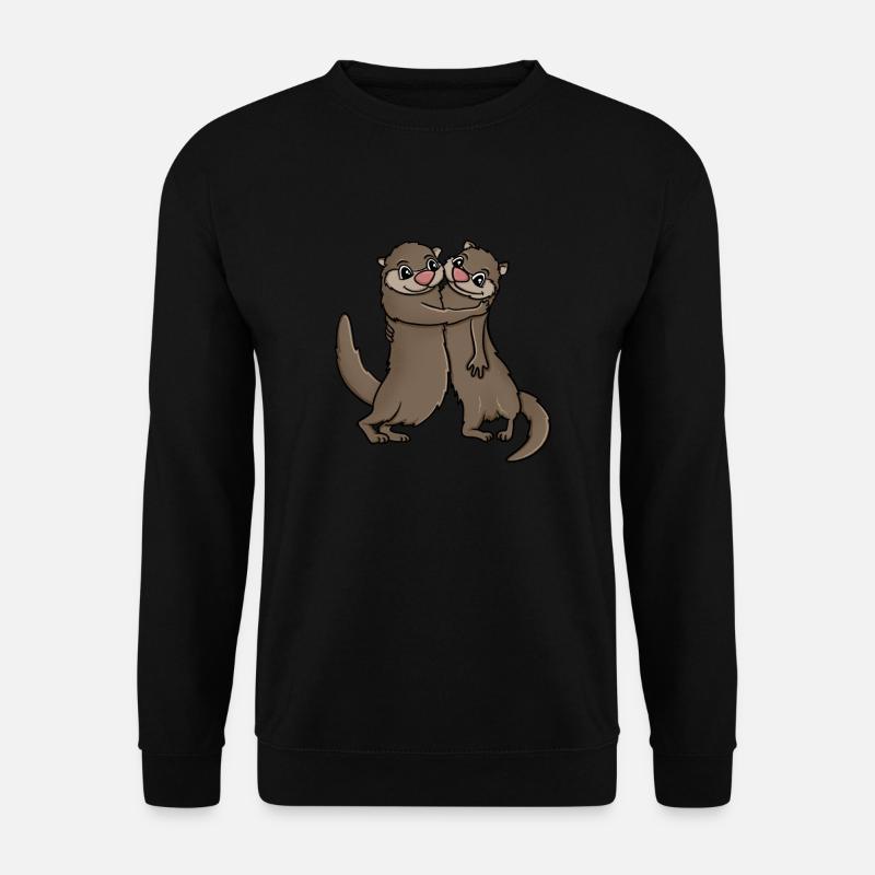 Otters Hugging - Unisex Sweatshirt - black