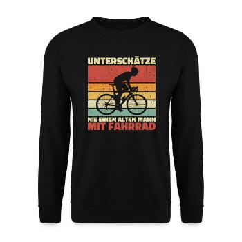 Alter Mann Fahrrad Opa Großvater Papa Geschenk Fun - Unisex Pullover - Schwarz - Vorne - Alina (178cm) & Michal (187cm)