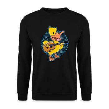 Duck Playing Guitar - Unisex Sweatshirt - black - Front - Alina (178cm) & Michal (187cm)