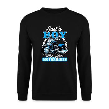 Just A Boy Who Loves Motorbikes - Unisex Sweatshirt - black - Front - Alina (178cm) & Michal (187cm)