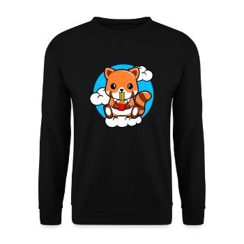 Red Panda Sitting On A Cloud And Eating Ramen - Unisex Sweatshirt - black - Front - Alina (178cm) & Michal (187cm)