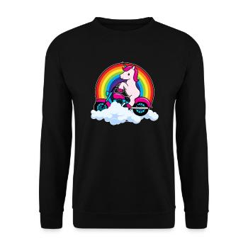 Unicorn Riding Motorbike - Unisex Sweatshirt - black - Front - Alina (178cm) & Michal (187cm)