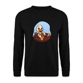 Duck Playing Guitar - Unisex Sweatshirt - black - Front - Alina (178cm) & Michal (187cm)