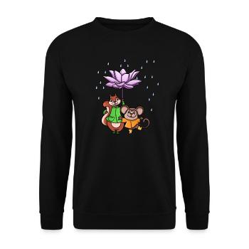 Lotus Flower Umbrella - Unisex Sweatshirt - black - Front - Alina (178cm) & Michal (187cm)
