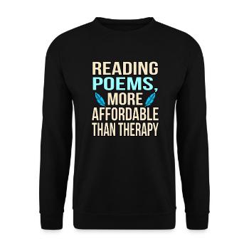 Lire des poèmes est une thérapie plus poétique - Sweat-shirt Unisexe - noir - Devant - Alina (178cm) & Michal (187cm)