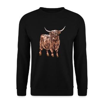 Highland Cow - Unisex Sweatshirt - black - Front - Alina (178cm) & Michal (187cm)