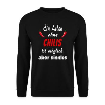 Scharfe Chili Peperoni Chilihead Chilli Geschenk - Unisex Pullover - Schwarz - Vorne - Alina (178cm) & Michal (187cm)