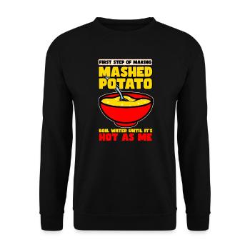 First Step Of Making Mashed Potatoes - Unisex Sweatshirt - black - Front - Alina (178cm) & Michal (187cm)