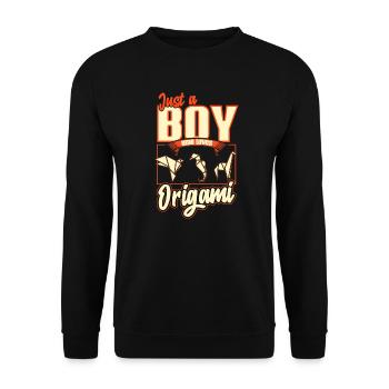 Just A Boy Who Loves Origami - Unisex Sweatshirt - black - Front - Alina (178cm) & Michal (187cm)