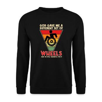 God Gave Me Different Set Of Wheels And Thankful - Unisex Sweatshirt - black - Front - Alina (178cm) & Michal (187cm)