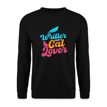 Writer And A Cat Lover - Unisex Sweatshirt - black - Front - Alina (178cm) & Michal (187cm)