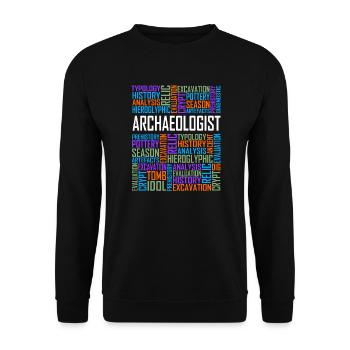 Archaeologist - Words - Unisex Sweatshirt - black - Front - Alina (178cm) & Michal (187cm)